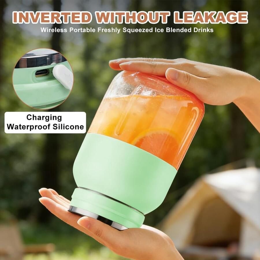 Draagbare Blender Smoothiemaker Fles Verse Drankjes Maken USB Oplaadbaar Lekvrij 1200 ml Capaciteit Groen - Foto 3