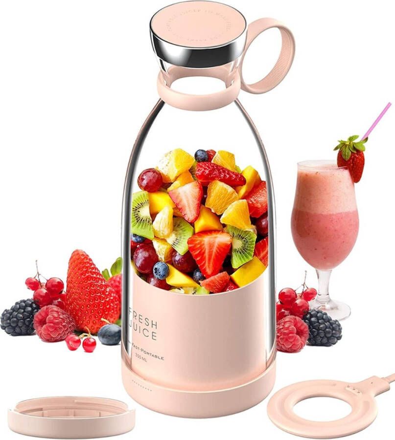 Draagbare Blender USB Oplaadbaar Draagbaar Portable 350ML 100W ‎30G Voor Smoothies Roze - Foto 2