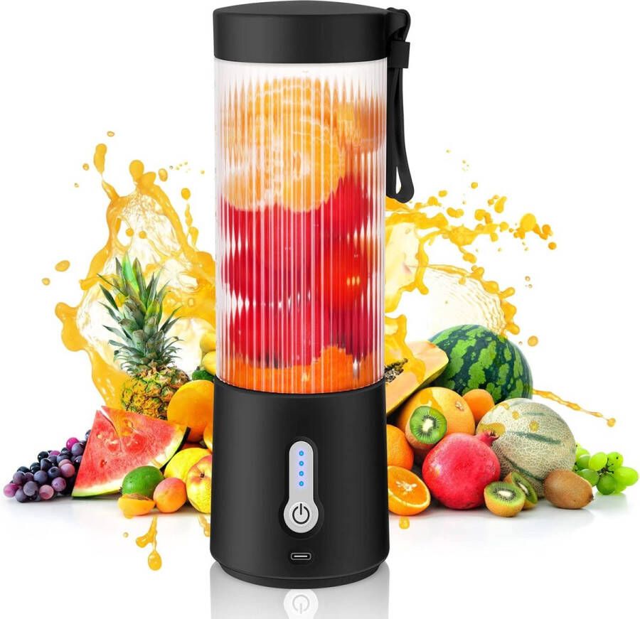 Draagbare Blender USB Oplaadbaar Draagbaar Portable 450ML Voor Smoothies Zwart