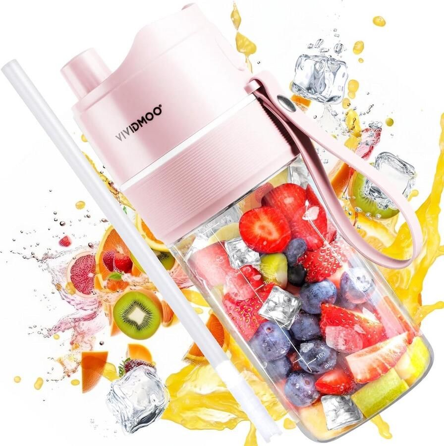 Draagbare Blender USB Oplaadbaar Persoonlijke Smoothie Maker met 10 Messen voor Onderweg