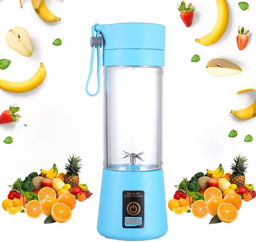 Draagbare blender USB oplaadbare blender Afneembare compacte blender Smoothieblender 380 ml Perfect voor het maken van drankjes op kantoor verse sappen thuis en energie in de sportschool Blauw