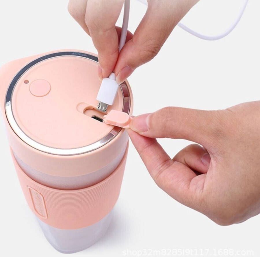 Draagbare blender USB oplaadbare elektrische blender sapcentrifuge shaker beker fitness roze