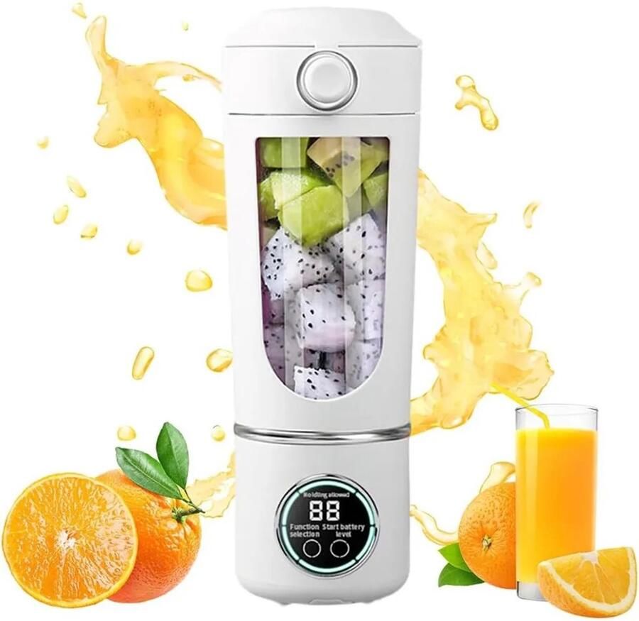 Draagbare blender van 700 ml – Draadloze blender met 12 messen en zelfreinigende functie USB-C-interface Geschikt voor het maken van smoothies en crèmes wit