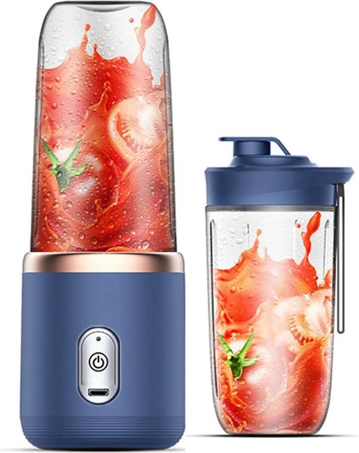 Draagbare Blender voor Milkshakes en Smoothies Oplaadbare USB Fruit Juice Cup met 6 Messen Ideaal voor Keuken Reizen en Sportactiviteiten