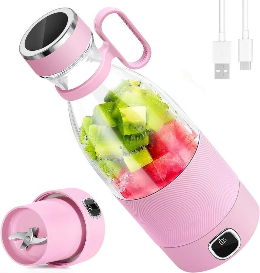 Draagbare blender voor shakes en smoothies 3000 mAh USB oplaadbare mixer met 6 messen ideaal voor thuis en onderweg