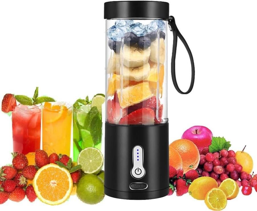 Draagbare blender voor smoothies en shakes USB-C oplaadbare mini-blender met 6 roestvrijstalen messen mini-sapcentrifuge BPA-vrij draagbare sapcentrifuge voor keuken sportschool kantoor