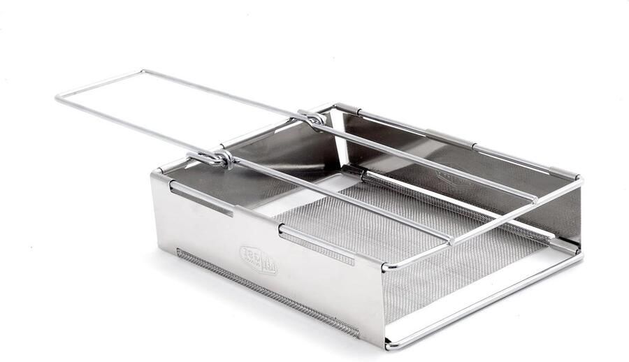 Draagbare Broodrooster Camping Toaster Buiten Koken Compact Roestvrij Staal 1 Slot Zilverkleurig