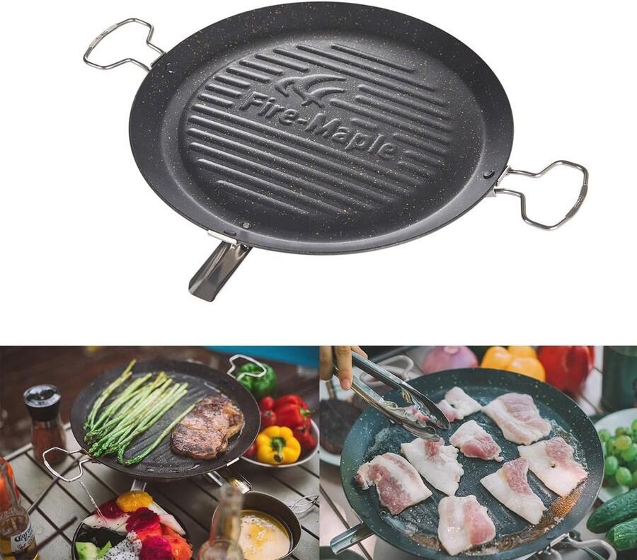 Draagbare Camping Bakplaat Antiaanbak Grillpan voor Buiten BBQ en Kampeerfornuizen 31 x 31 cm
