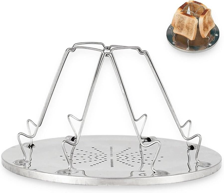 Draagbare Camping Broodrooster RVS voor 4 Personen Opvouwbaar Grillrooster Outdoor