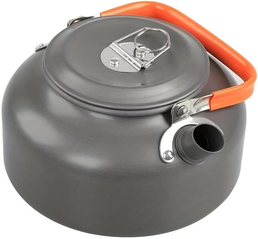 Draagbare campingwaterkoker (oranje) 0 8 l waterkoker van aluminiumlegering met opvouwbaar anti-brandend handvat lichtgewicht backpacken theekoffiepot voor wandelen kamperen picknicken