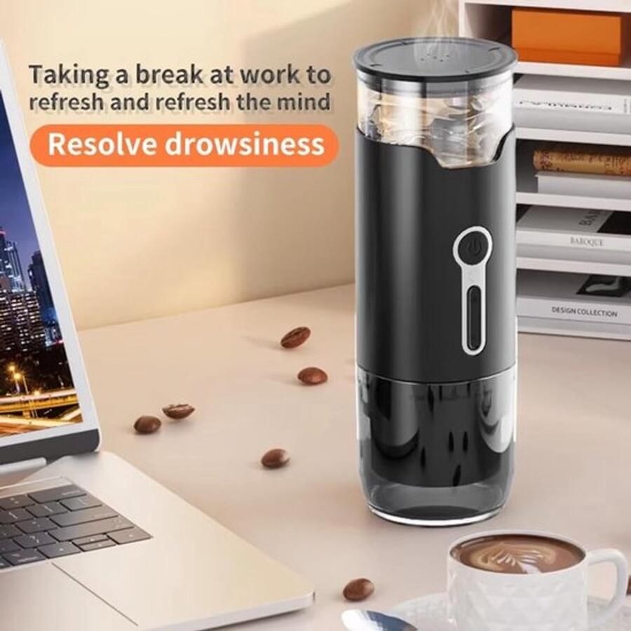 Draagbare capsulekoffiemachine draagbaar koffiezetapparaat Compacte capsule- en poederkoffiezetter voor op reis en op kantoor Zwart
