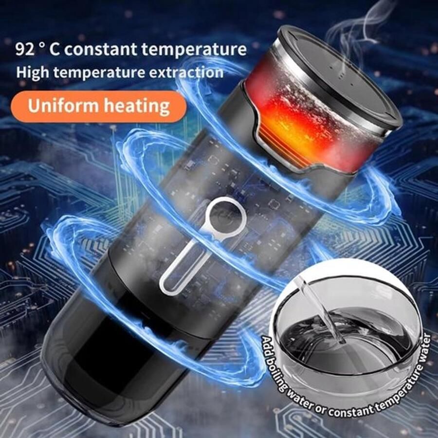 Draagbare capsulekoffiemachine Aboiled draagbaar koffiezetapparaat Compacte capsule- en poederkoffiezetter voor op reis en op kantoor Zwart - Foto 4