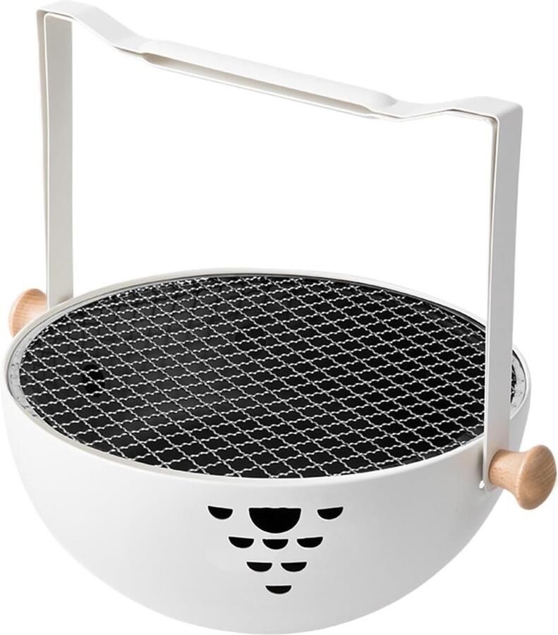 Draagbare Chal Grill Opvouwbare BBQ Buiten Koken Hittebestendig Handvat 30.5x15 cm Wit