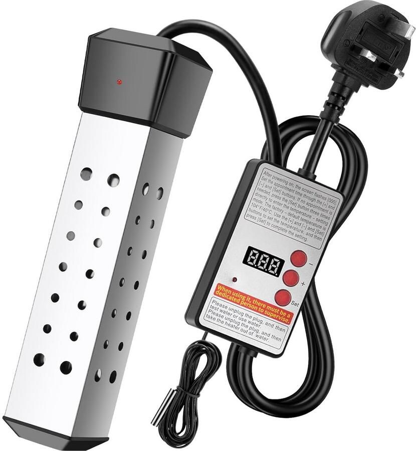 Dompel Waterkoker Elektrische Waterverwarmer Snel Water Verwarmen Hittebestendige Handgreep 2500 Watt Zilver