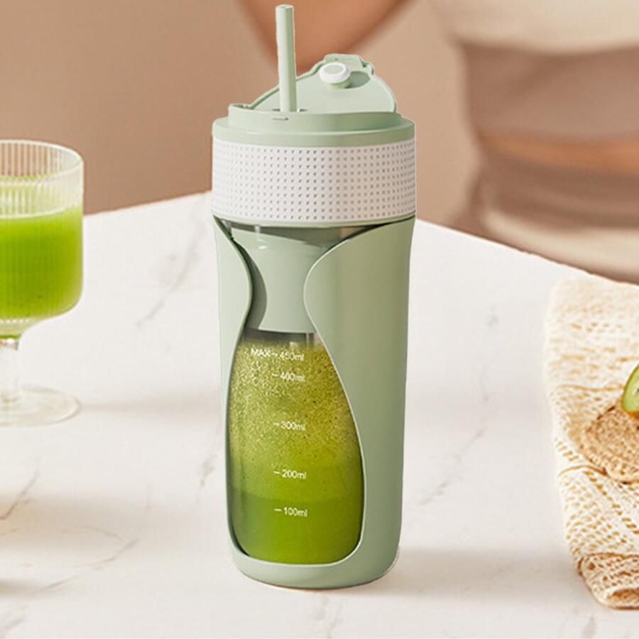Draagbare draadloze sapbeker 450 ml oplaadbaar voor fruit 304 roestvrij staal USB-C oplaadbaar (groen)