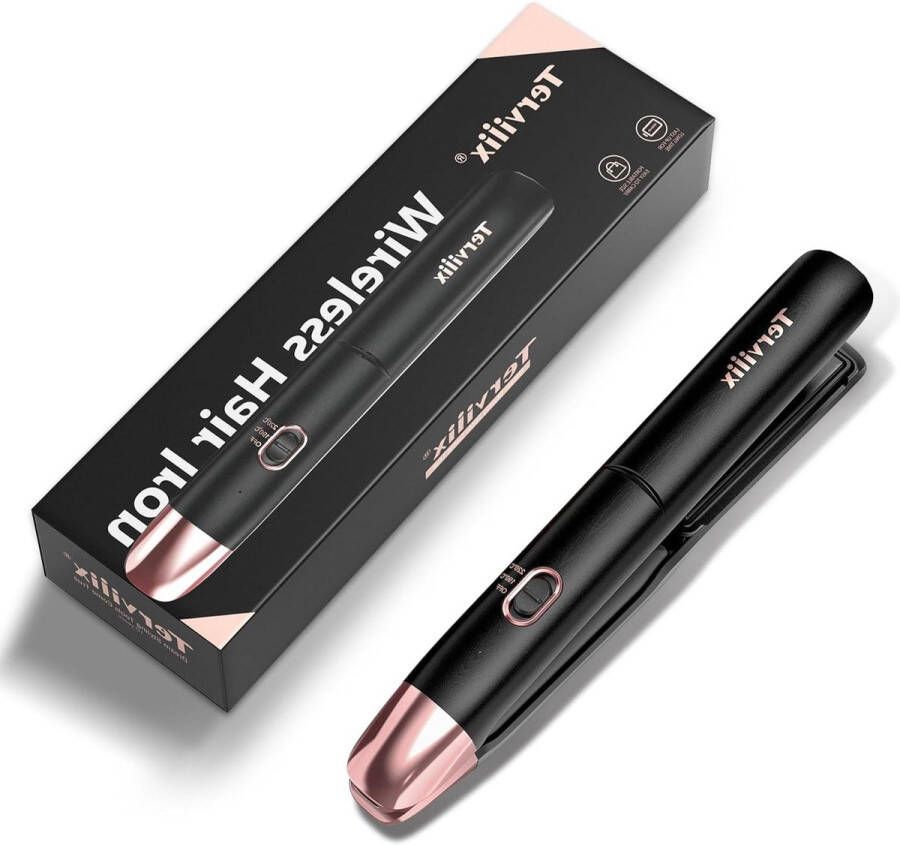 Draagbare draadloze stijltang Max 220 °C mini-reisstijltang oplaadbaar 2-in-1 met arganolie 4500 mAh-batterij 50 seconden snel opwarmen voor op reis