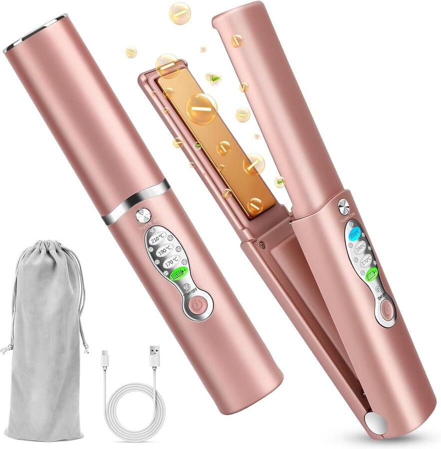 Draagbare draadloze stijltang Snel opwarmen & Krullen Gladmaken