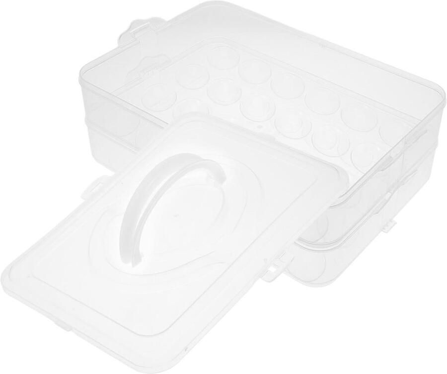 Draagbare Eiercontainer Eierhouder Koelkast Eieren Transporteren Uniek Sluitmechanisme 31.5 x 22.5 x 11.5 cm Transparant