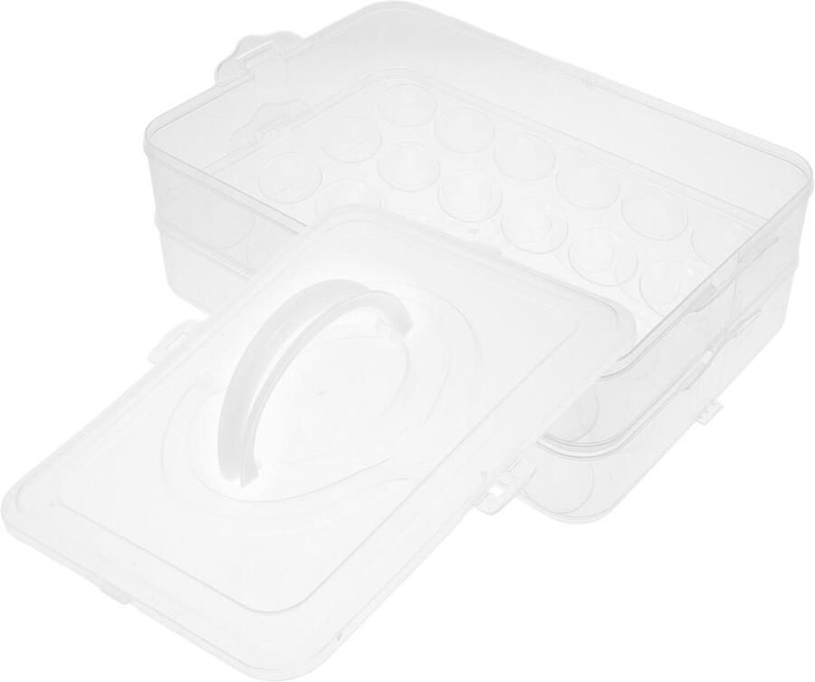 Draagbare Eiercontainer Eierdrager Deksel Veilig Transport Uniek Sluitmechanisme 31.5 cm Lengte Transparant