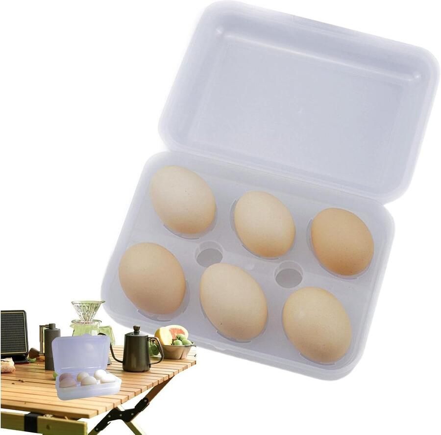 Draagbare Eiercontainer Eierhouder Opbergdoos Keuken Organisatie Schokabsorberend Ontwerp 6 Rasters Meerkleurig