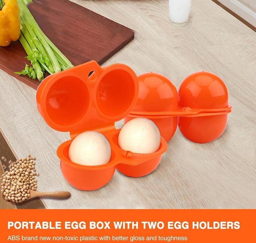 Draagbare Eierhouder Eierdoos Clip Outdoor Picknick Voorkomt Eierbreuk Voor 2 Eieren Oranje