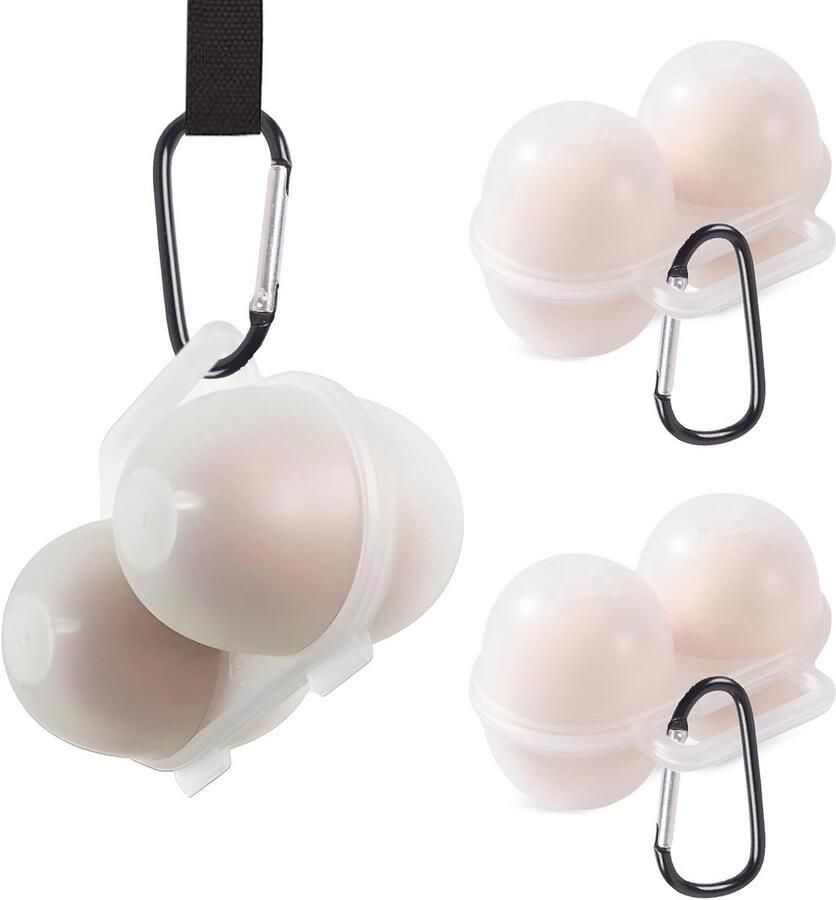 Draagbare eierhouders voor 2 eieren 3 stuks transparante kunststof eierbox voor koelkast en outdoor