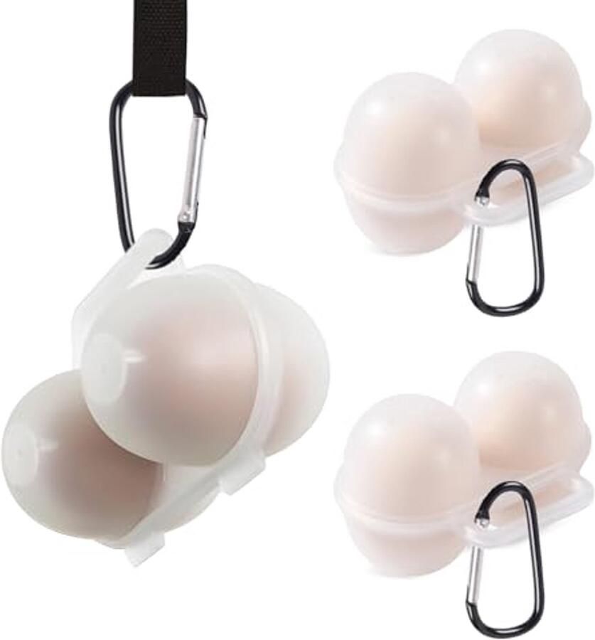 Draagbare eierhouders voor 2 eieren 3 stuks transparante kunststof eierbox voor koelkast en outdoor