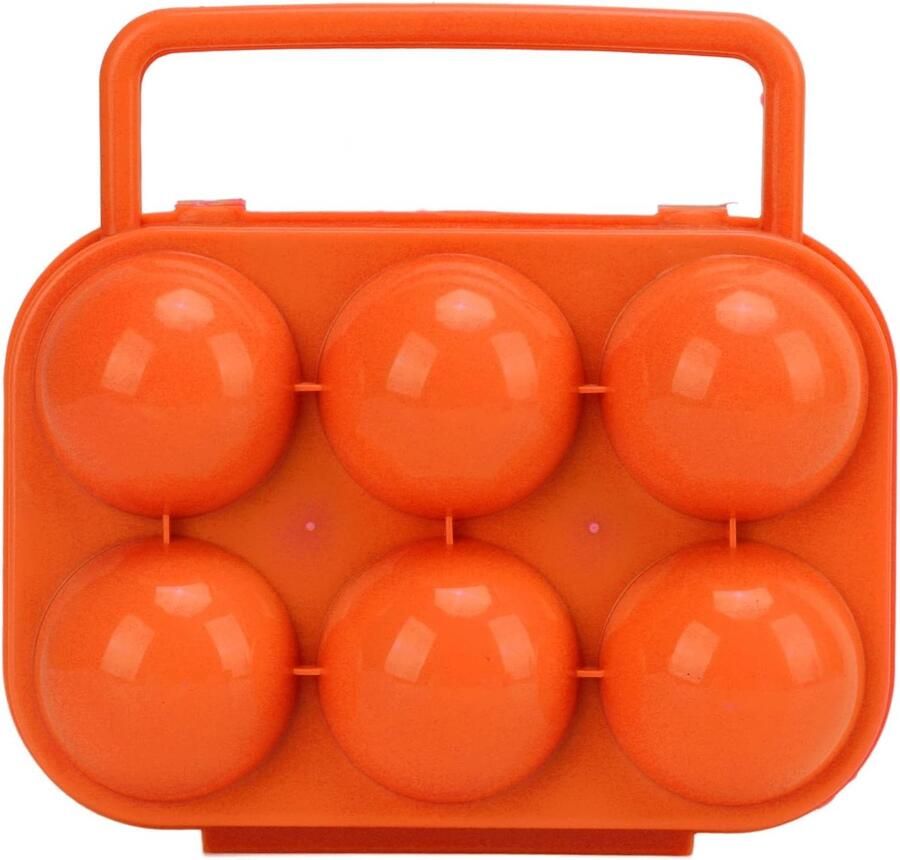 Draagbare Eierkoffer Eierhouder Opslag Veilig Vervoeren 6 Roosters Bescherming 19x17x7 cm Oranje
