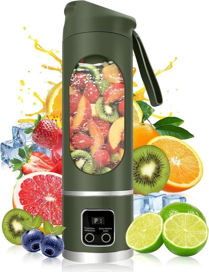 Draagbare elektrische blender met USB-poort 450 ml. Geschikt voor sapbereiding smoothies en milkshakes. Klein compact handig en multifunctioneel (groen)