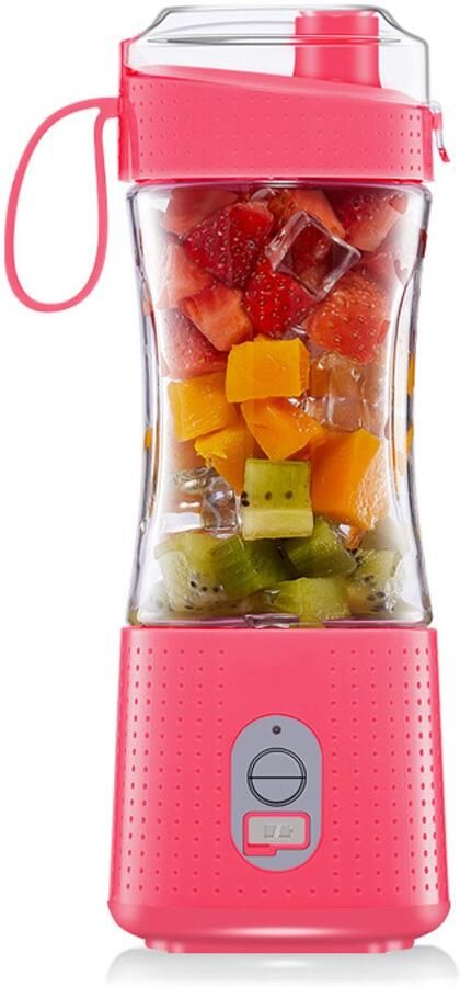 Draagbare elektrische blender sapcentrifuge voor één portie met een oplaadbare USB-batterij van 4000 mAh voor smoothies en milkshakes (roze rood)