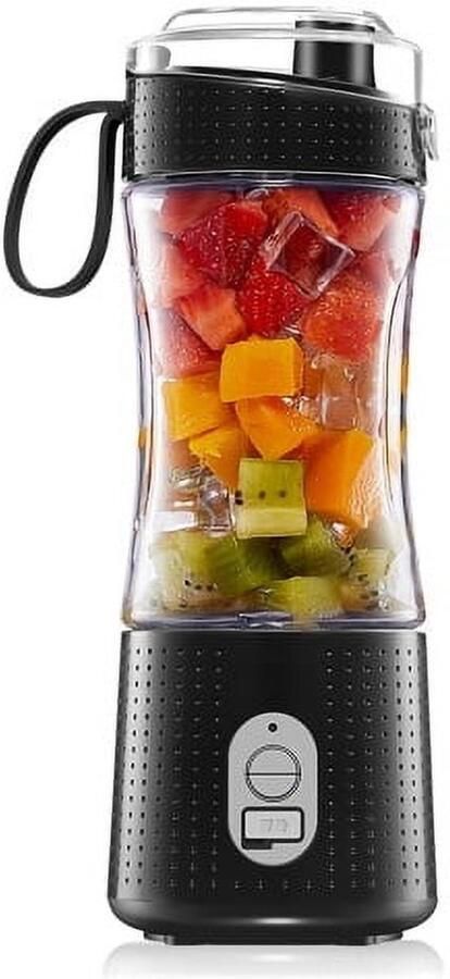 Draagbare elektrische blender sapcentrifuge voor één portie met een oplaadbare USB-batterij van 4000 mAh voor smoothies en milkshakes (zwart)