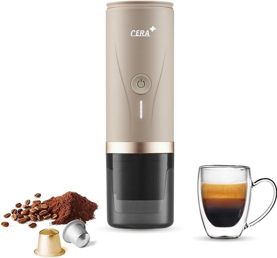 Draagbare Elektrische Espressomachine 20 Bar met Zelfverwarming Geschikt voor Auto Camping en Nespresso Capsules