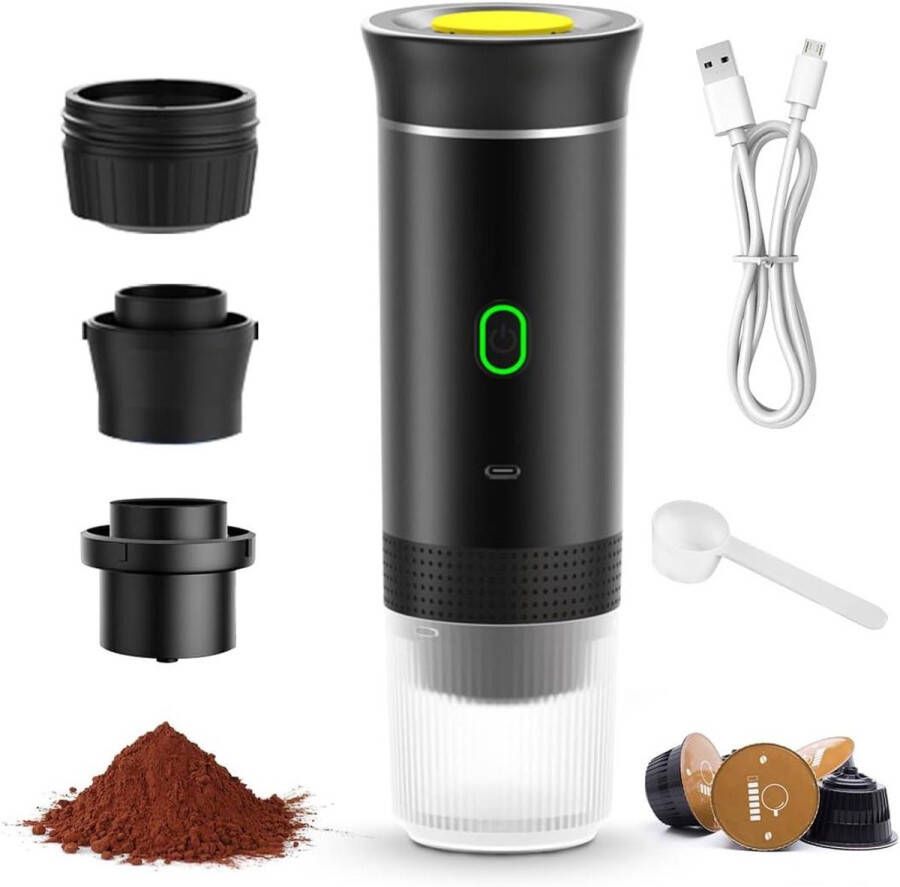 Draagbare elektrische espressomachine met accu voor onderweg 3-in-1 mini-capsulekoffiezetapparaat Handige koffiemachine voor camping reizen thuis auto camper wandelen kantoor