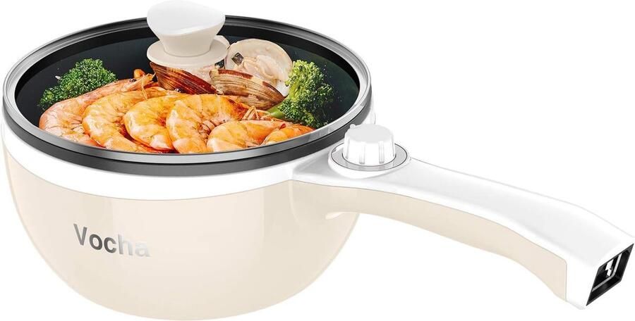 Draagbare Elektrische Hot Pot Sauspan 1 5 L Mini Multi-Cooker met Glazen Deksel voor Reizen Slaapzaal