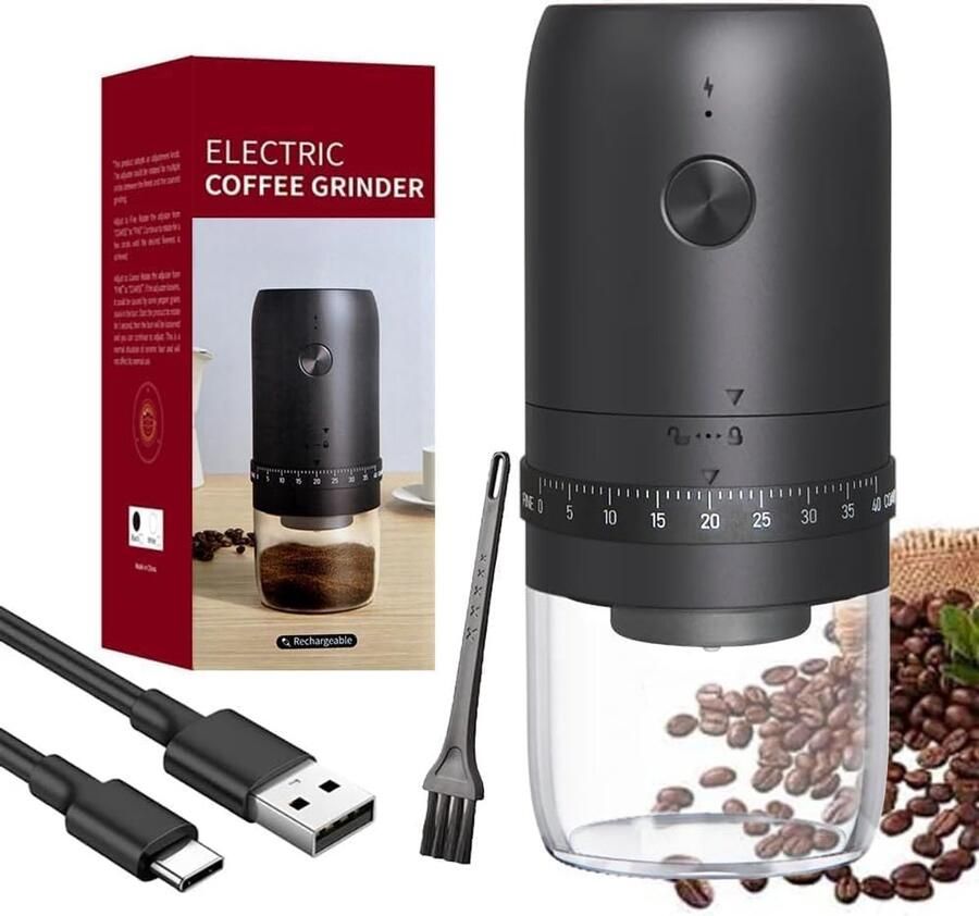 Draagbare elektrische koffiemolen Compact en draagbaar Draadloos ontwerp 40 maalstanden Oplaadbaar Keramische maalschijf Geschikt voor reizen kamperen en kantoorgebruik A