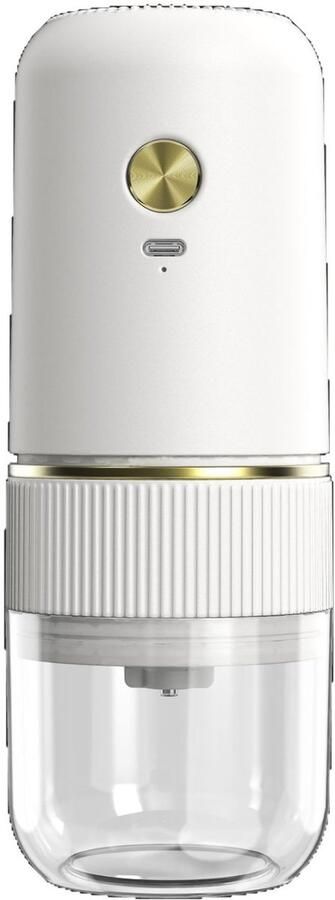 Draagbare elektrische koffiemolen Instelbare maalgraad Automatische stopfunctie Afneembaar koffiebonenreservoir Geschikt voor op reis thuis en op kantoor Wit