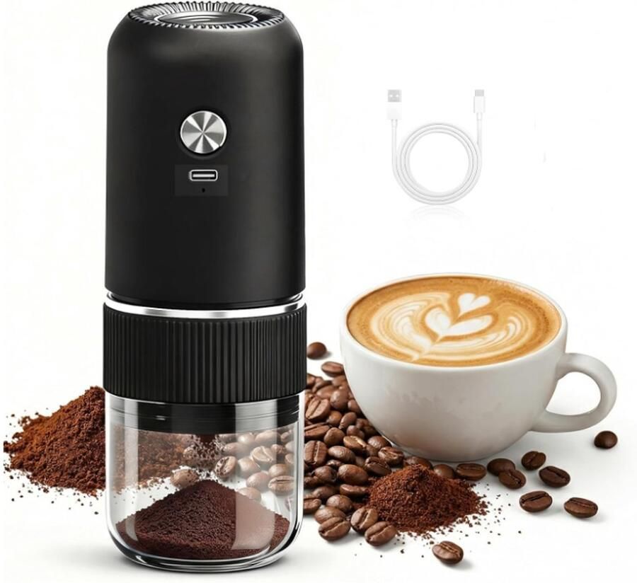 Draagbare elektrische koffiemolen – keramische koffiemolen met maalinstellingen – USB-C oplaadbaar – draadloos en stil – koffiemolen voor espresso pour-over reizen en kamperen