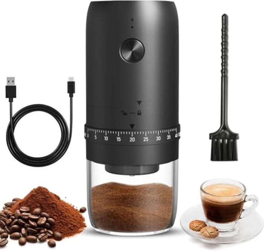 Draagbare Elektrische Koffiemolen met 40 Maalinstellingen en Keramische Kern