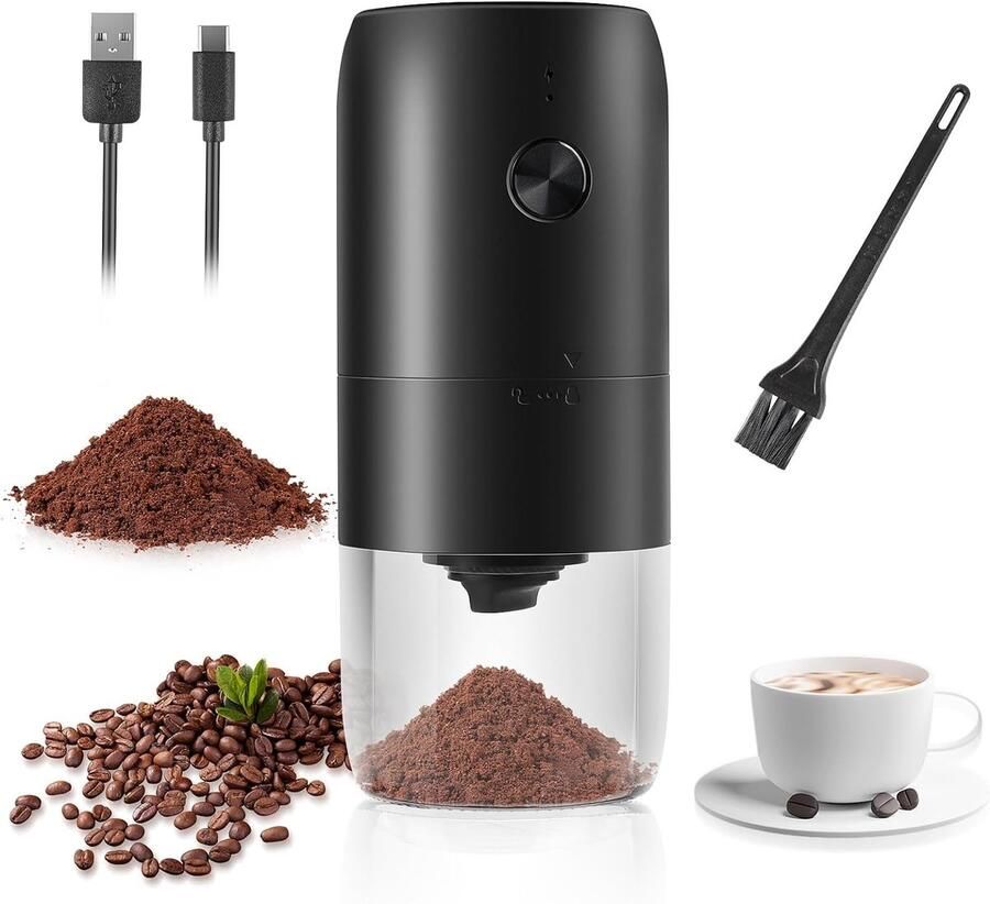 Draagbare Elektrische Koffiemolen met Instelbare Grofheid – USB Oplaadbaar en Keramisch Maalwerk voor Versgemalen Koffie