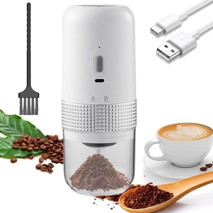 Draagbare Elektrische Koffiemolen met Keramisch Maalwerk Instelbaar & Oplaadbaar