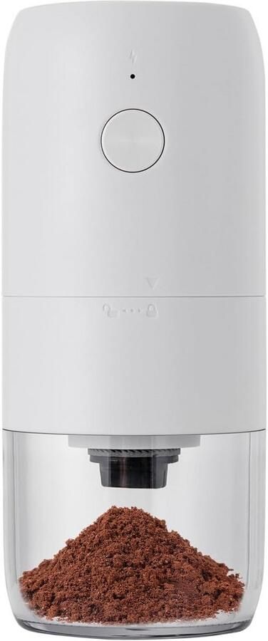 Draagbare elektrische koffiemolen met keramische kegelmolen en instelbare grofheid oplaadbaar wit