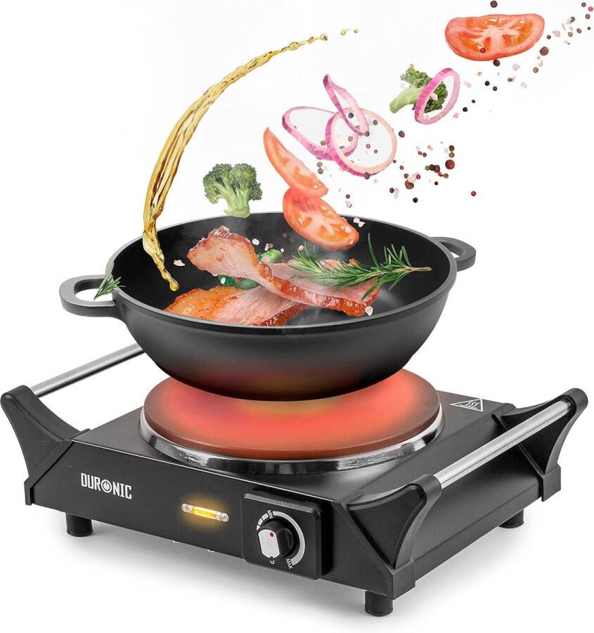 Draagbare Elektrische Kookplaat 1500W Compact en Veilig Fornuis voor Koken Bakken en Braden