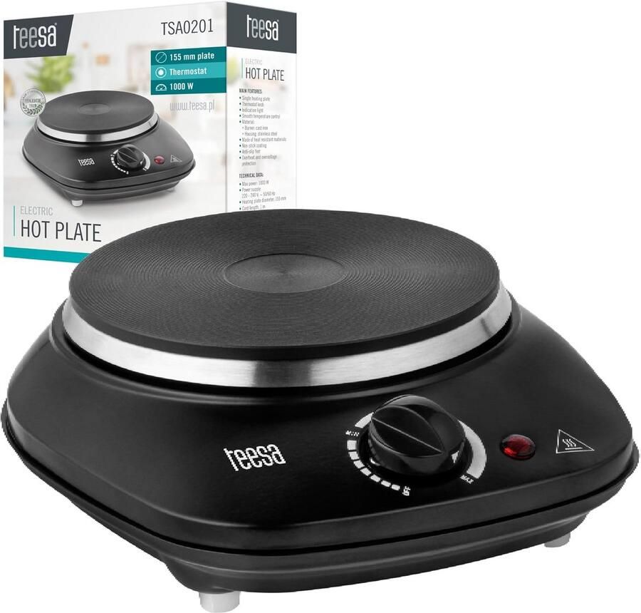 Draagbare Elektrische Kookplaat met Gietijzeren Brander 1000W