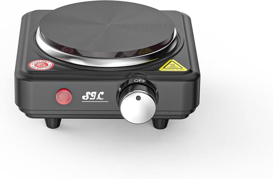 Draagbare Elektrische Kookplaat met Gietijzeren Plaat Compact en Verstelbaar Vermogen