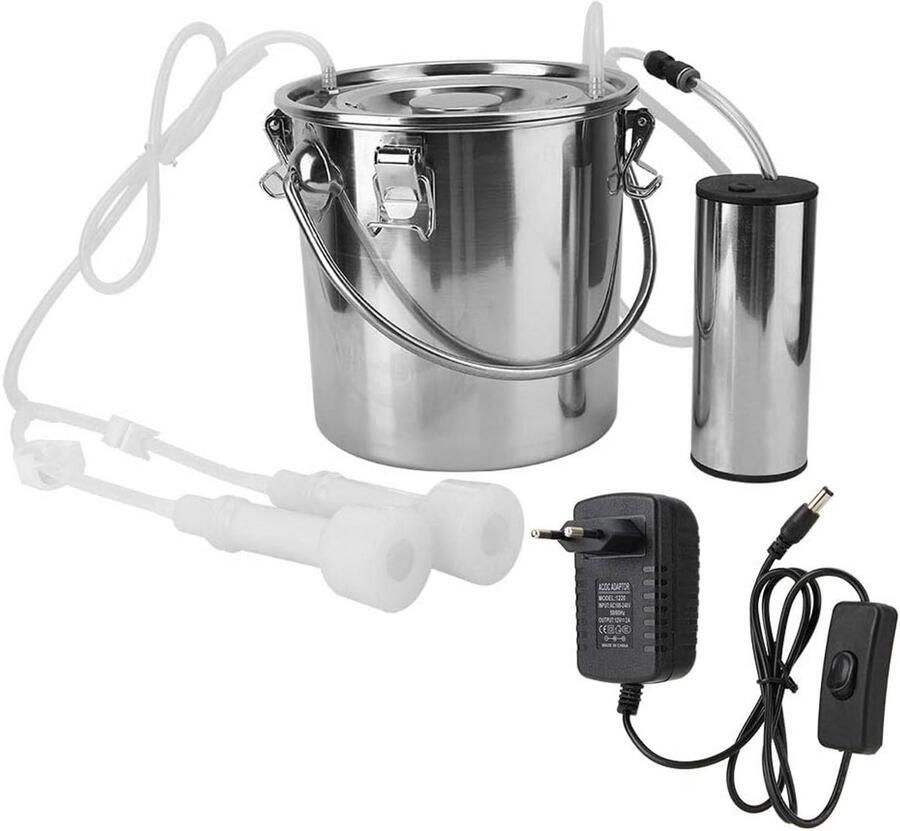 Draagbare Elektrische Melkmachine Puls Melkkit voor Geit Schapen en Koeien (5L RVS)