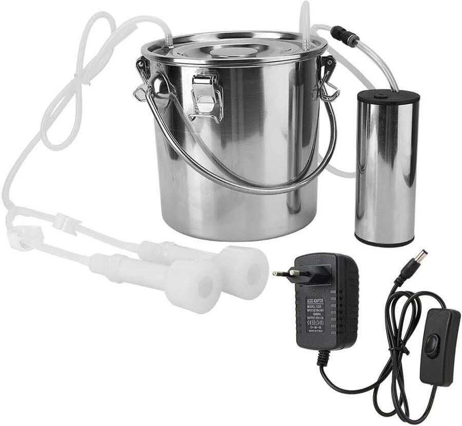 Draagbare Elektrische Melkmachine Puls Melkkit voor Geit Schapen en Koeien (5L RVS)