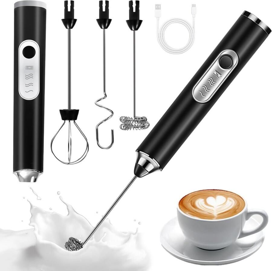 Draagbare elektrische melkopschuimer 3-in-1 Oplaadbare USB mini mixer met verstelbare snelheden voor latte en cappuccino