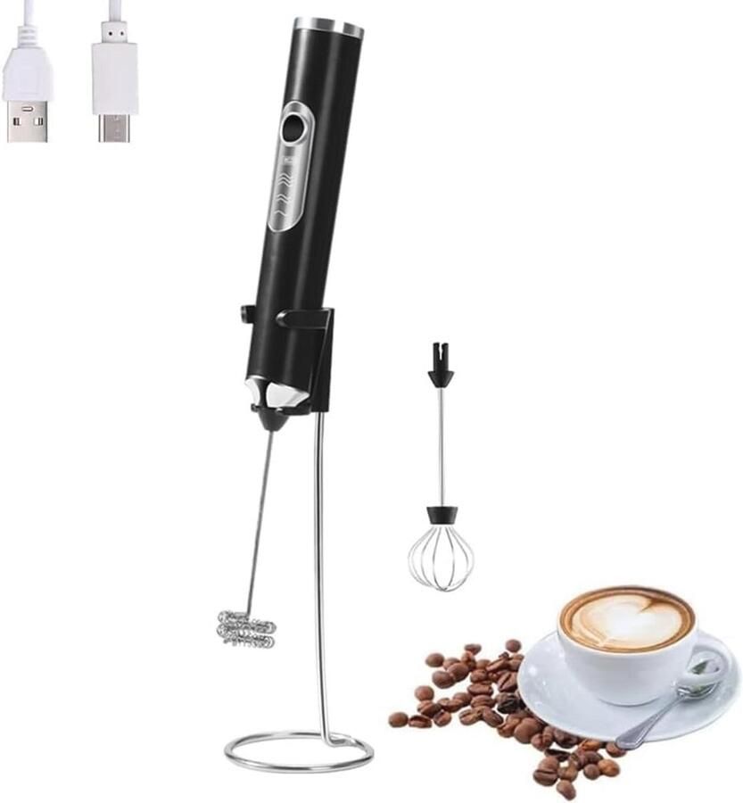 Draagbare elektrische melkopschuimer met USB en 3 snelheden voor latte en cappuccino