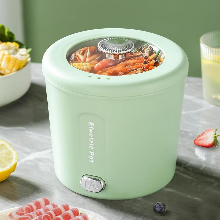 Elektrische mini-braadpan Compact kooktoestel Snelle maaltijden Anti-aanbaklaag 1 liter Groen
