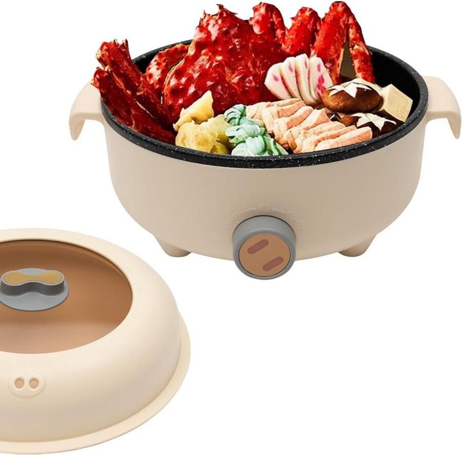 Elektrische Mini Multikoker en Stoompan 1.5L Draagbaar Voor Koken en Stomen